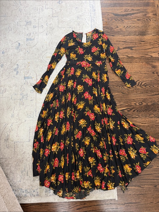 Free People Dresses & Skirts - Free People Black Maxi Dress with Red and Yellow Floral Print